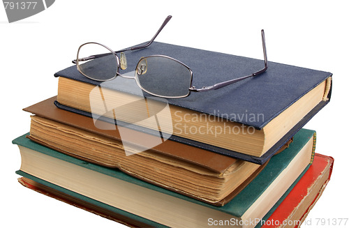 Image of Glasses and books.