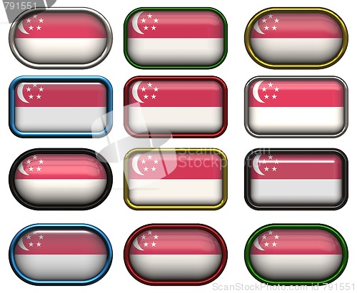 Image of 12 buttons of the Flag of Singapore
