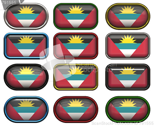 Image of twelve buttons of the Flag of antigua barbuda