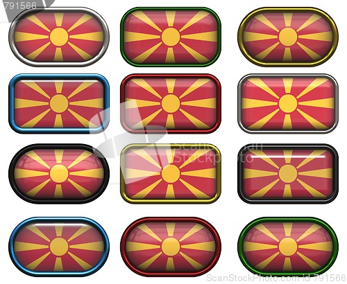 Image of 12 buttons of the Flag of Macedonia