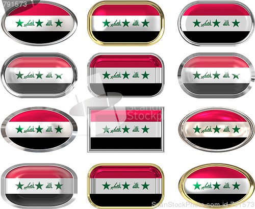 Image of 12 buttons of the Flag of Iraq