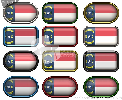 Image of 12 buttons of the Flag of North Carolina
