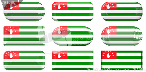 Image of nine glass buttons of the Flag of Abkhazia