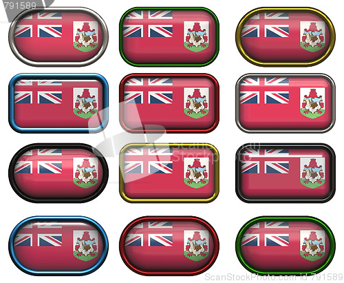 Image of twelve buttons of the Flag of Bermuda