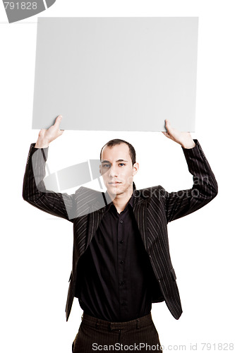 Image of Businessman showing something