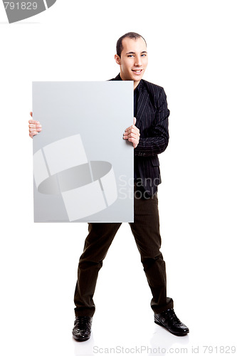 Image of Businessman showing something