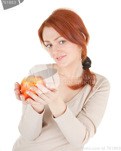 Image of redhead girl with apple