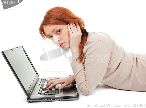 Image of trendy girl with computer