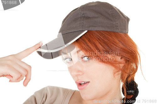 Image of trendy girl with baseball cap