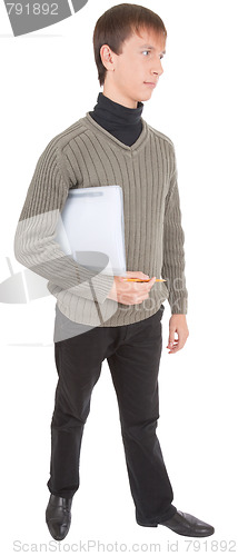 Image of student with folders