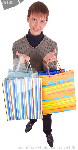 Image of young man and bags