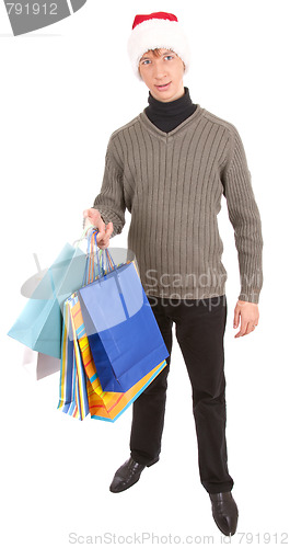 Image of young man in a Santa Claus hat