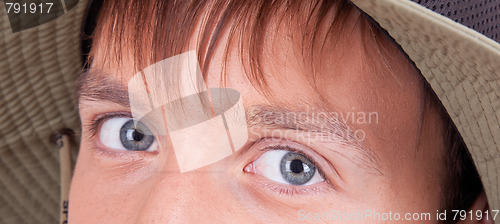 Image of eyes of a young tourist
