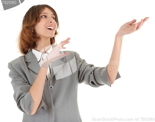 Image of young girl in office clouses