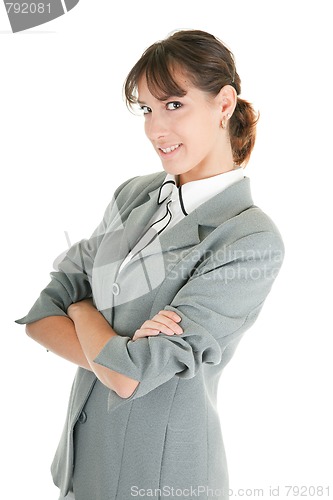 Image of young girl in office clouses