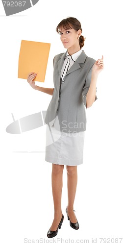 Image of young girl in office clouses