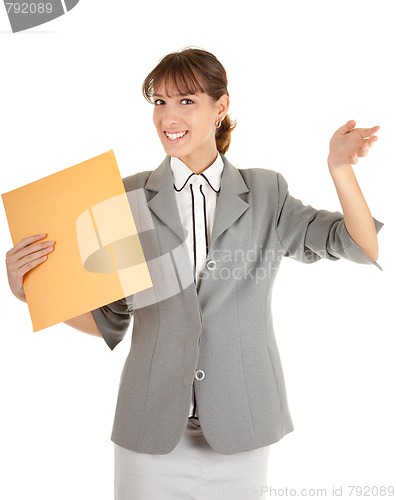 Image of young girl in office clouses