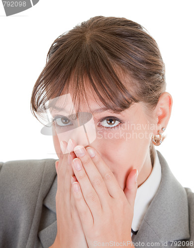 Image of yong girl in office clouses