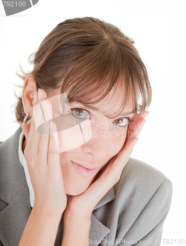 Image of young girl in office clouses