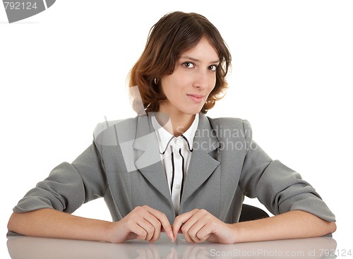 Image of young girl in office clouses