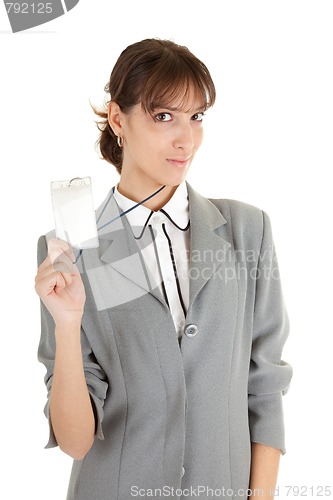 Image of young girl in office clouses