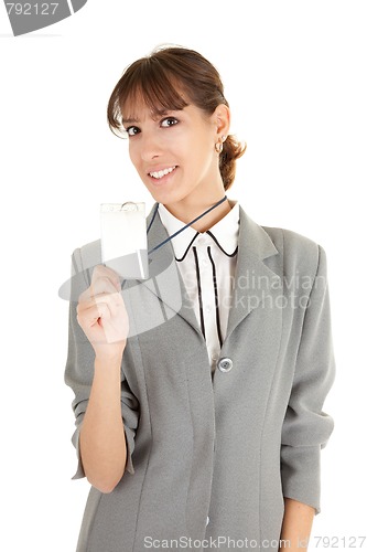 Image of young girl in office clouses