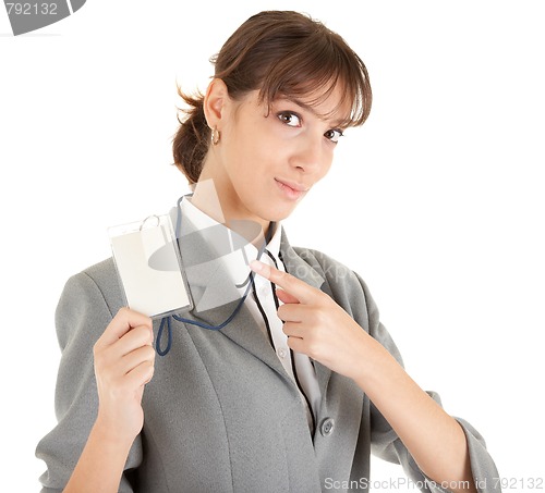 Image of young girl in office clouses