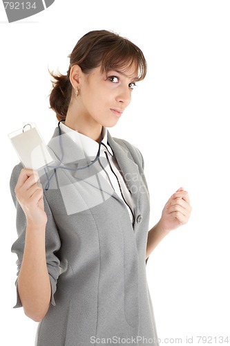 Image of young girl in office clouses