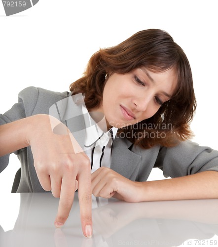 Image of young girl in office clouses