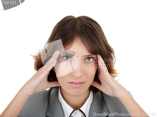 Image of young girl in office clouses