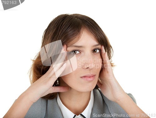 Image of young girl in office clouses