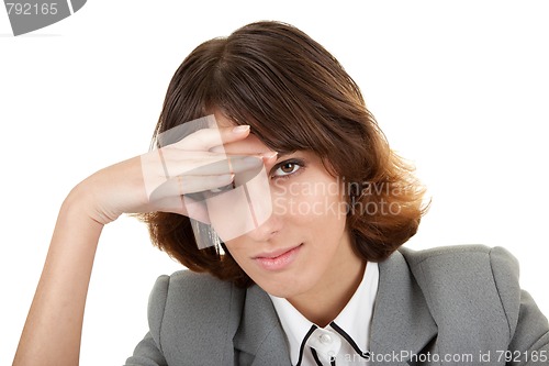 Image of young girl in office clouses