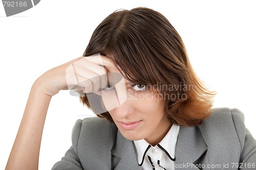 Image of young girl in office clouses