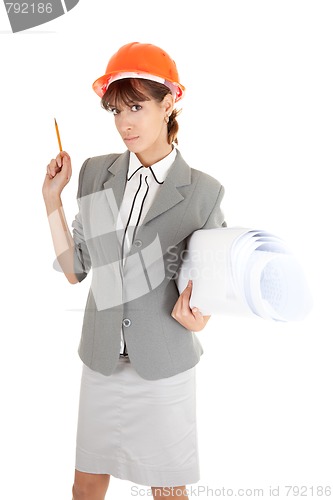 Image of young girl in office clouses