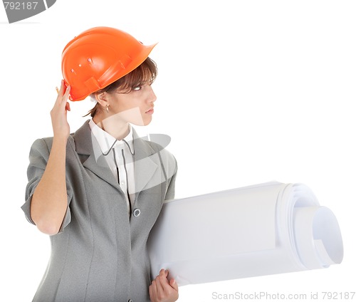 Image of young girl in office clouses