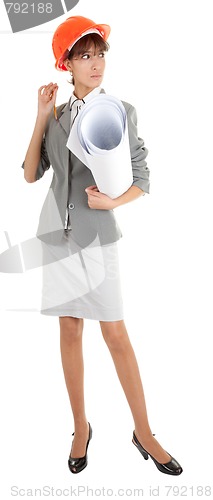 Image of young girl in office clouses