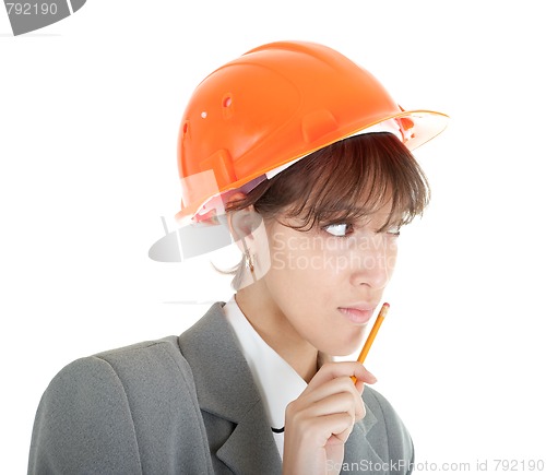 Image of young girl in office clouses