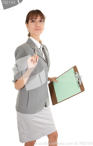 Image of young girl in office clouses