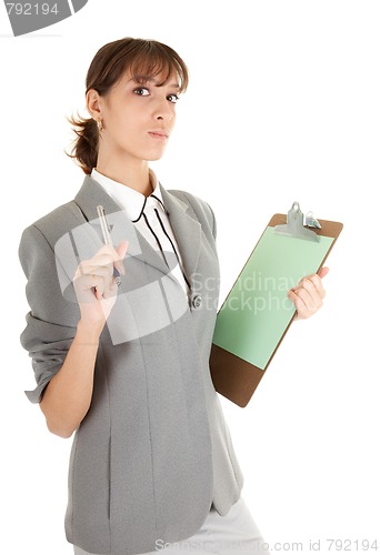 Image of young girl in office clouses