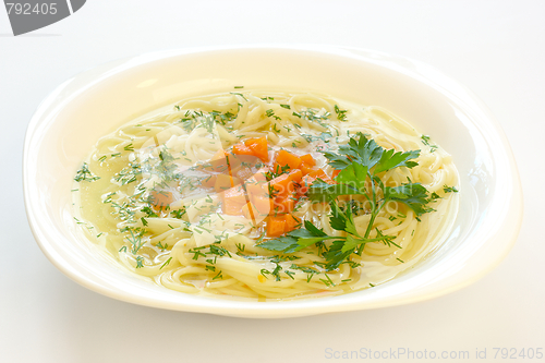 Image of Chicken soup with spaghetti