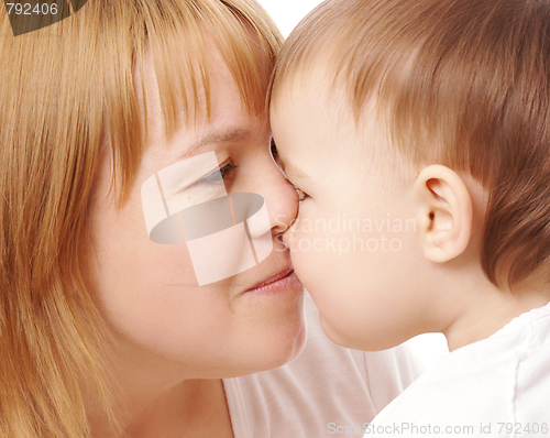 Image of Happy mother and child looking at each other