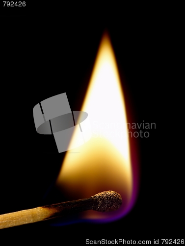 Image of Burning match on a black background