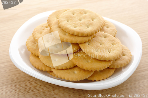 Image of Yellow crackers on plate
