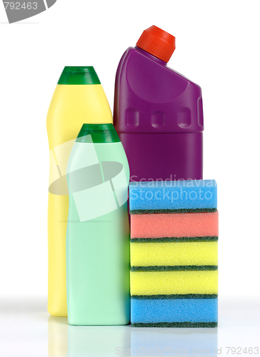 Image of Cleaning liquids and sponges