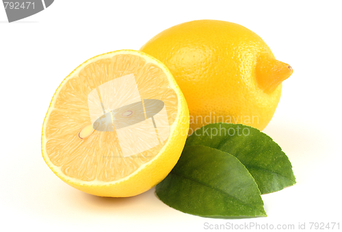 Image of Two lemons with leaves