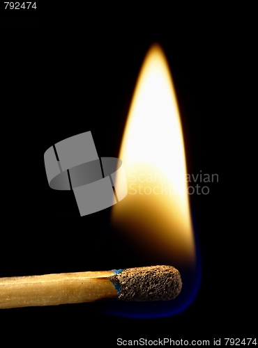 Image of Burning match on a black background