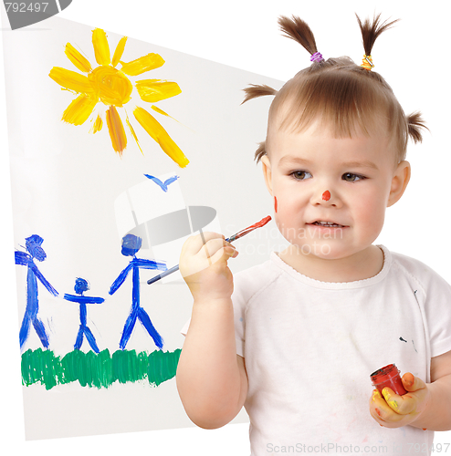 Image of Little girl paint on her cheek