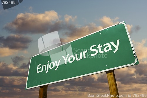 Image of Enjoy Your Stay Green Road Sign