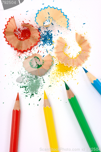 Image of Color crayons with shavings