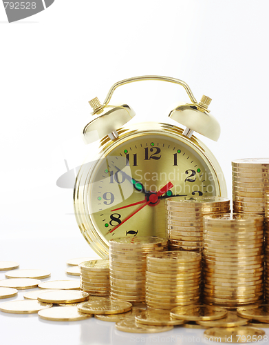 Image of Time is money - clock dial and golden coins